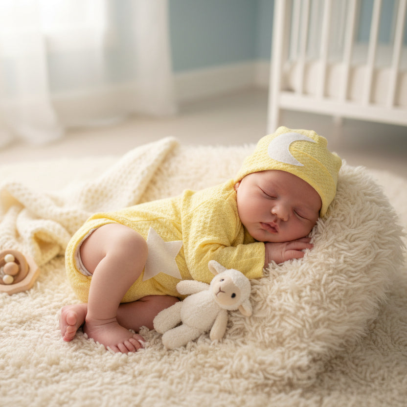 Moonbeam Baby Stars And Moon Knitted Jumpsuit - Cozy Knit For Newborn Photos