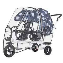 Double Seat Baby Stroller Waterproof Cover with Storage Bag for Tandem Twin Pushchair for Rainy Day Use