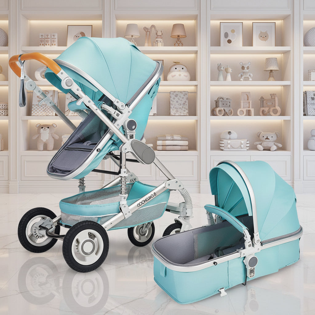 Portable Folding Stroller Lie Flat For Newborn Babies Aluminum Frame Baby Cart