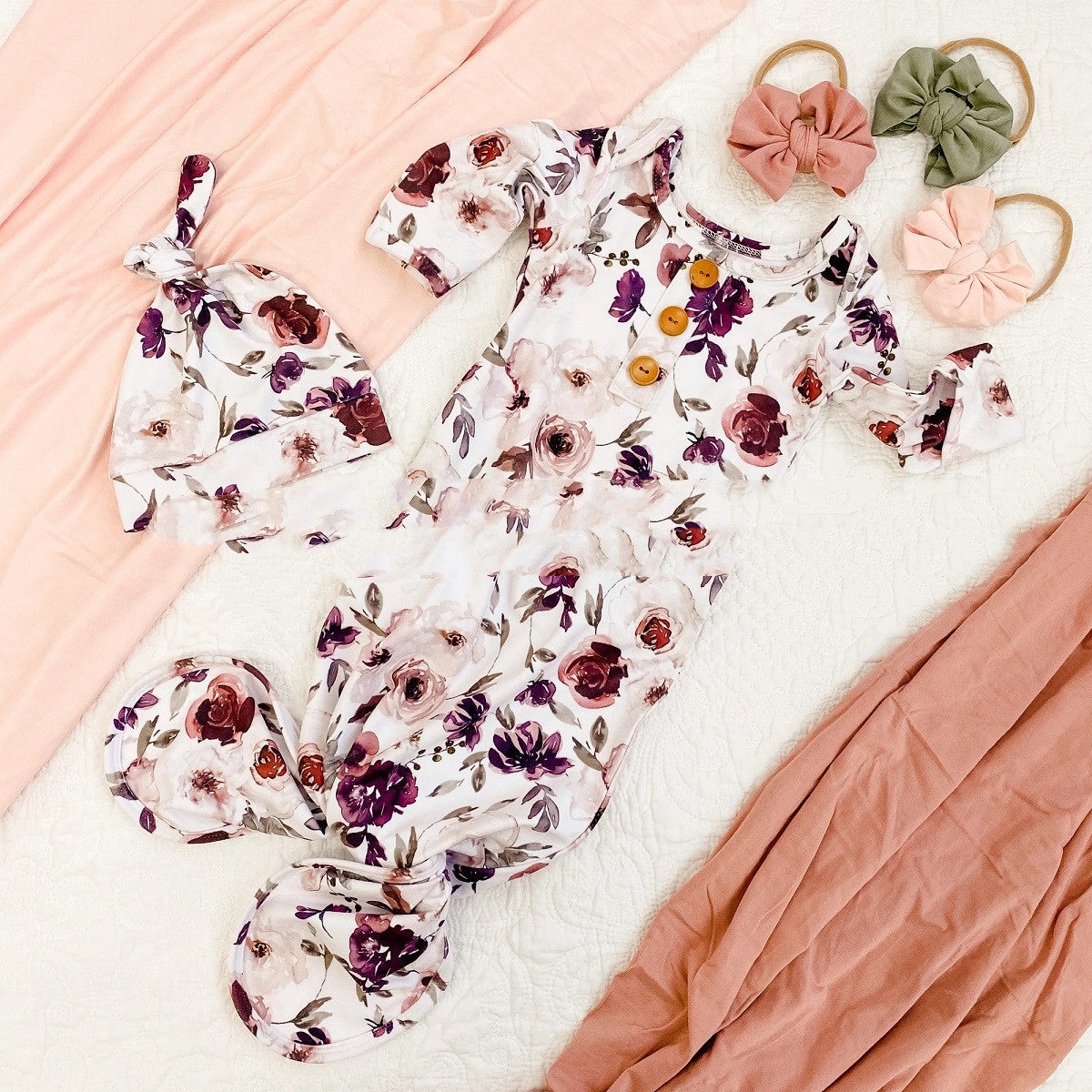 Newborn Button Printing Sleeping Bag  Hat Four Seasons