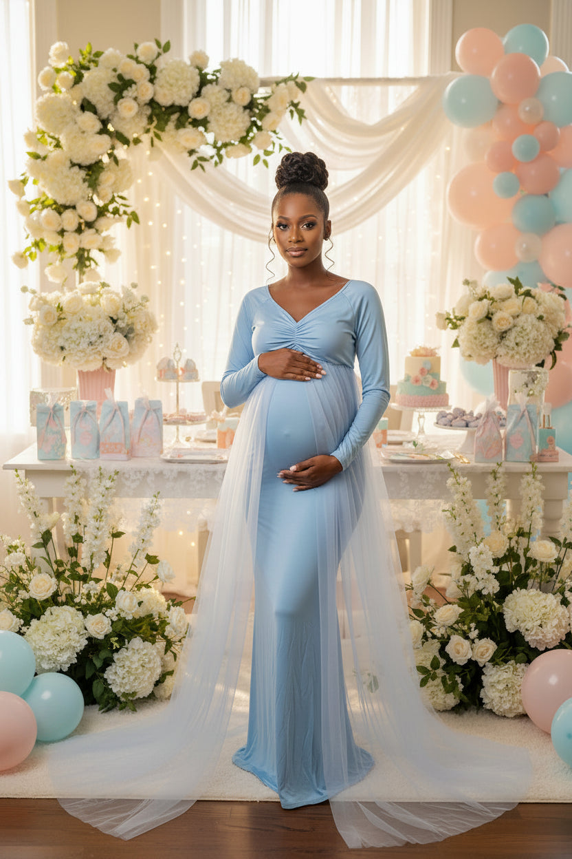 Stretch Cotton Maternity Photo Dress