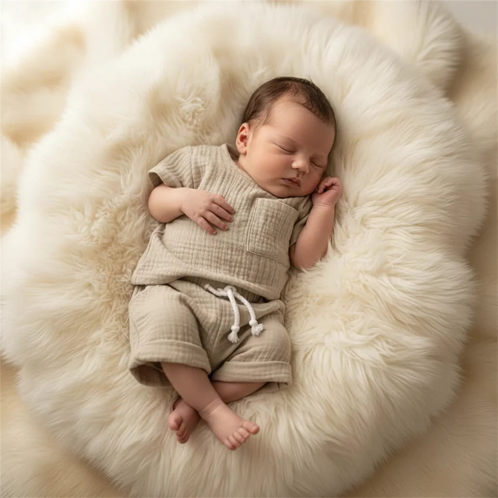 Soft Cotton Baby Collection Two Piece Outfit Set Premium Quiet Luxury