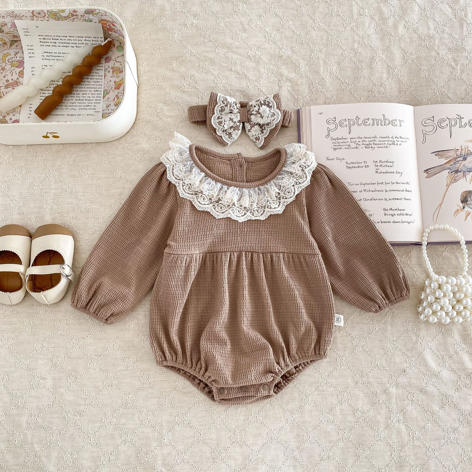 Newborn Waffle Grace Collar Jumpsuit