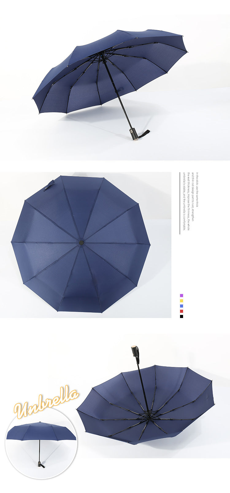 Self-opening Umbrella Ten-bone Three-fold Vinyl Sun Umbrella Sunny And Rainy Dual-use Business Plus Size Windproof Advertising Gift Umbrella