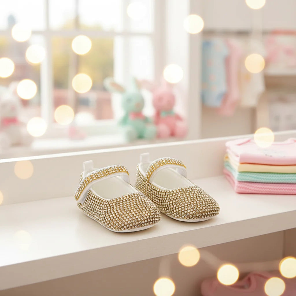 Dollbling Baby Diamonds And Pearls Pearl Rhinestone Baby Girl Shoes For Birthday