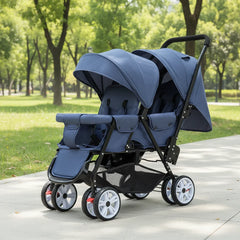 Twin Stroller Foldable With Front And Rear Seats For Two Kids