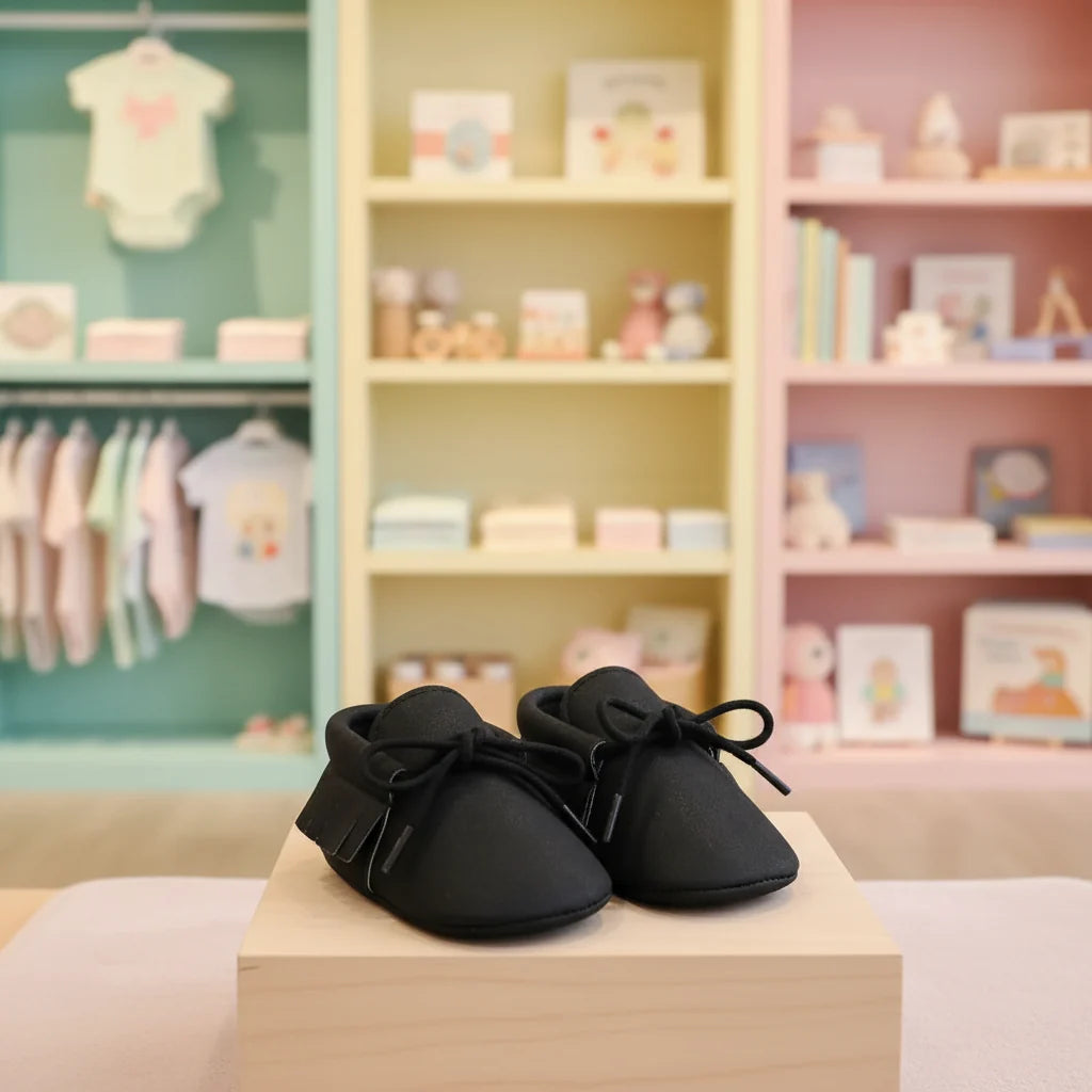 Newborn Baby Shoes First Walkers Leather Moccasin Sneakers Soft Rubber Sole