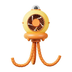 Yellow Octopus Flexible Fan 4 Speed Rechargeable Mosquito Repellent Bladeless Fan With Shaking Head