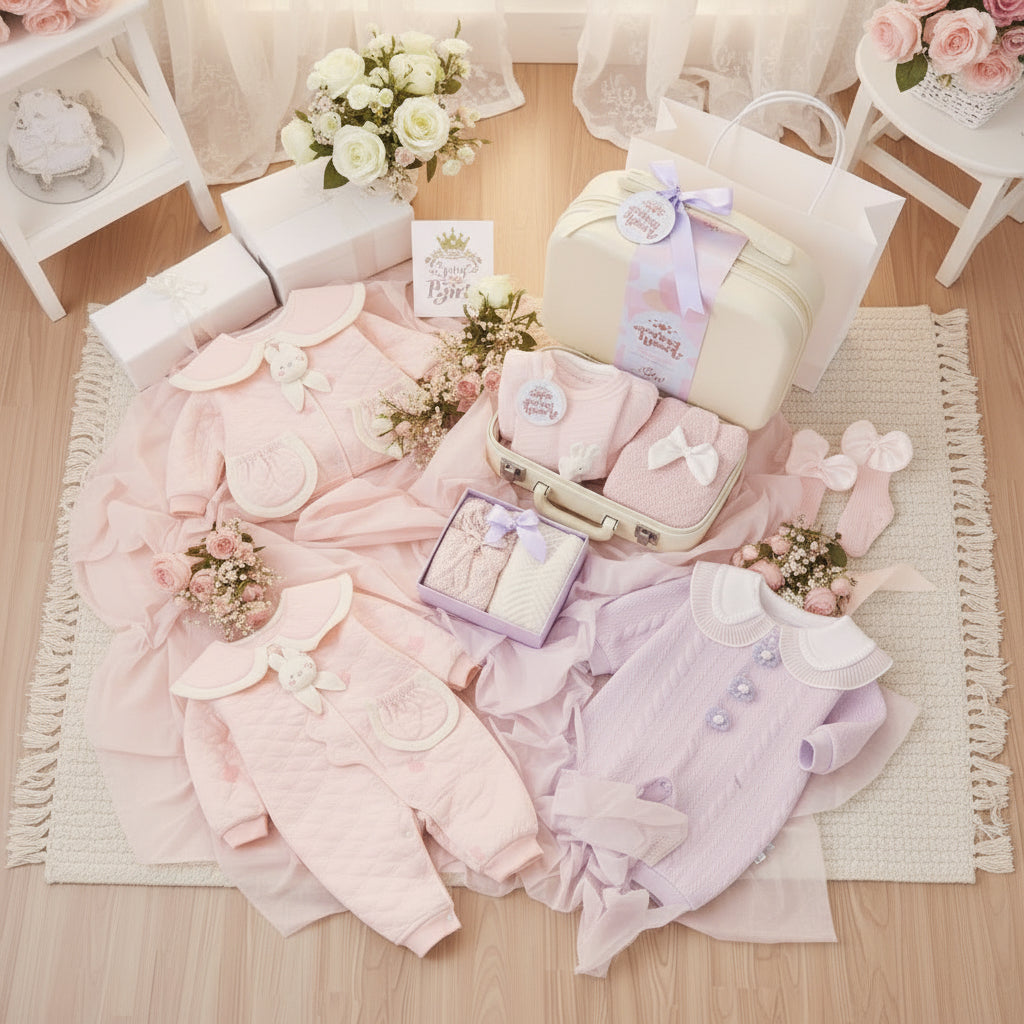 Honey Baby Limited Full Moon Gift Set Pure Cotton Autumn Winter Baby Girl