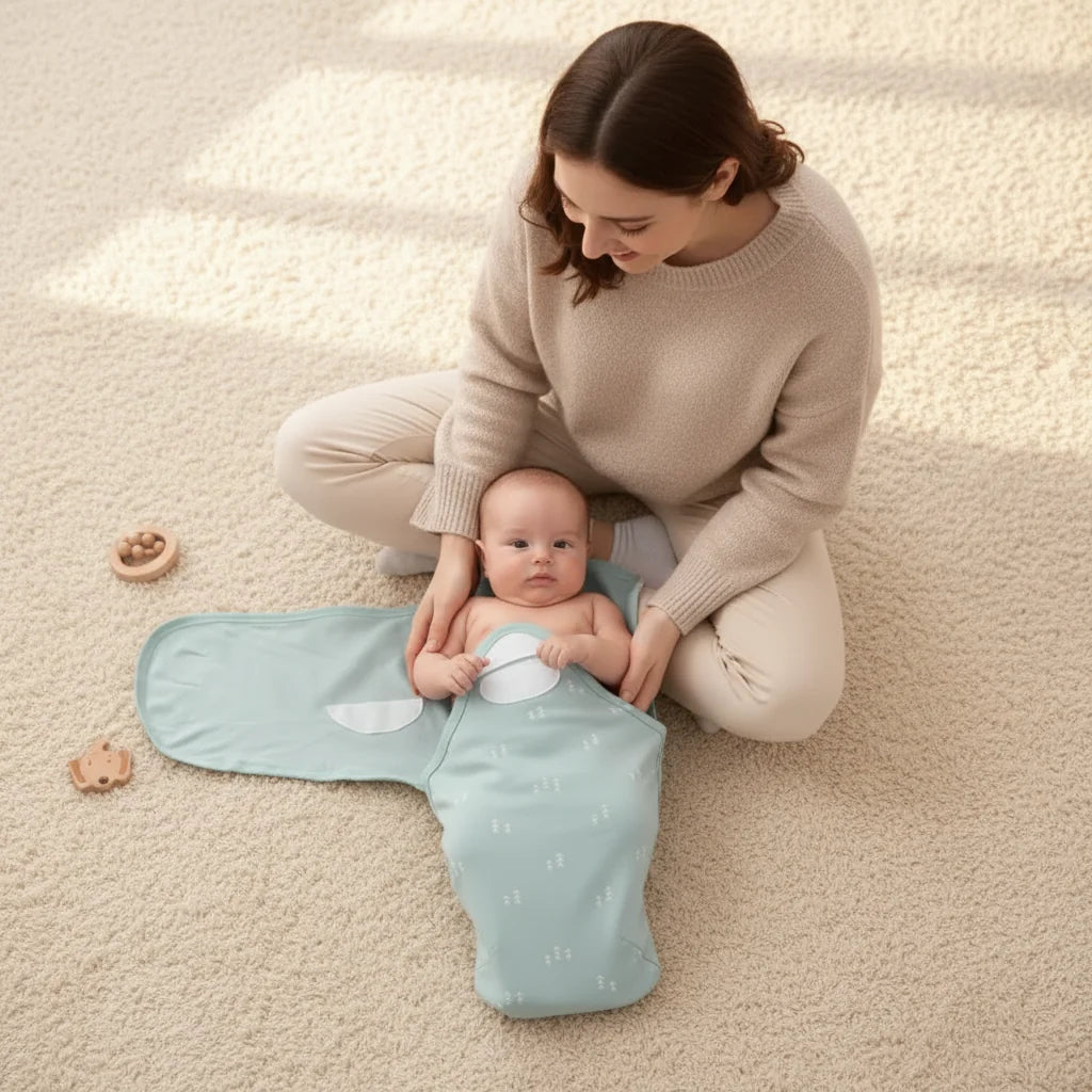 Baby Sleeping Bag Newborn Swaddle Cocoon Wrap 100 Percent Cotton Three Piece Set
