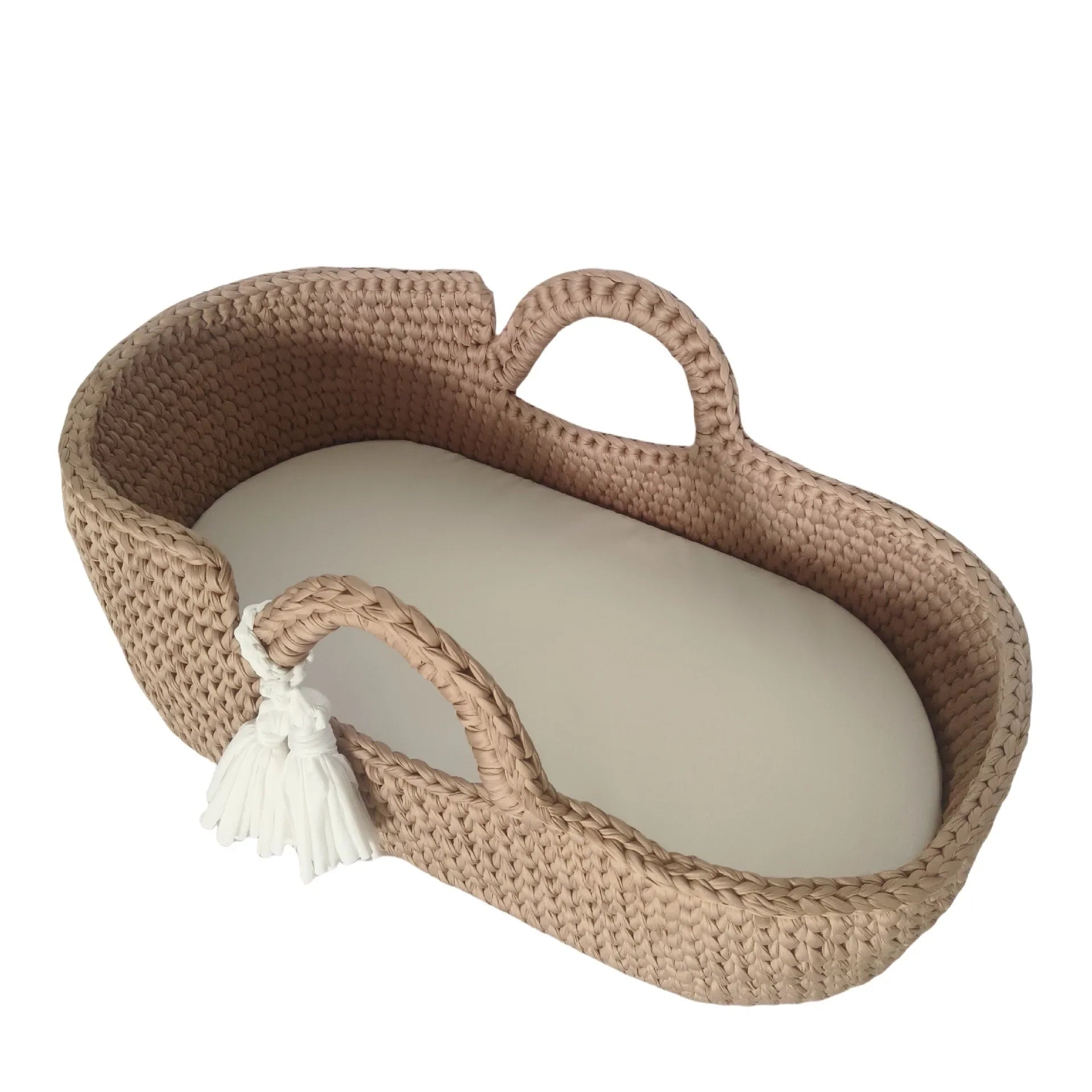 Hand Crocheted Single Layer Moses Cradle Cotton Rope Woven Crib Cloth Strips Woven Newborn Cradle