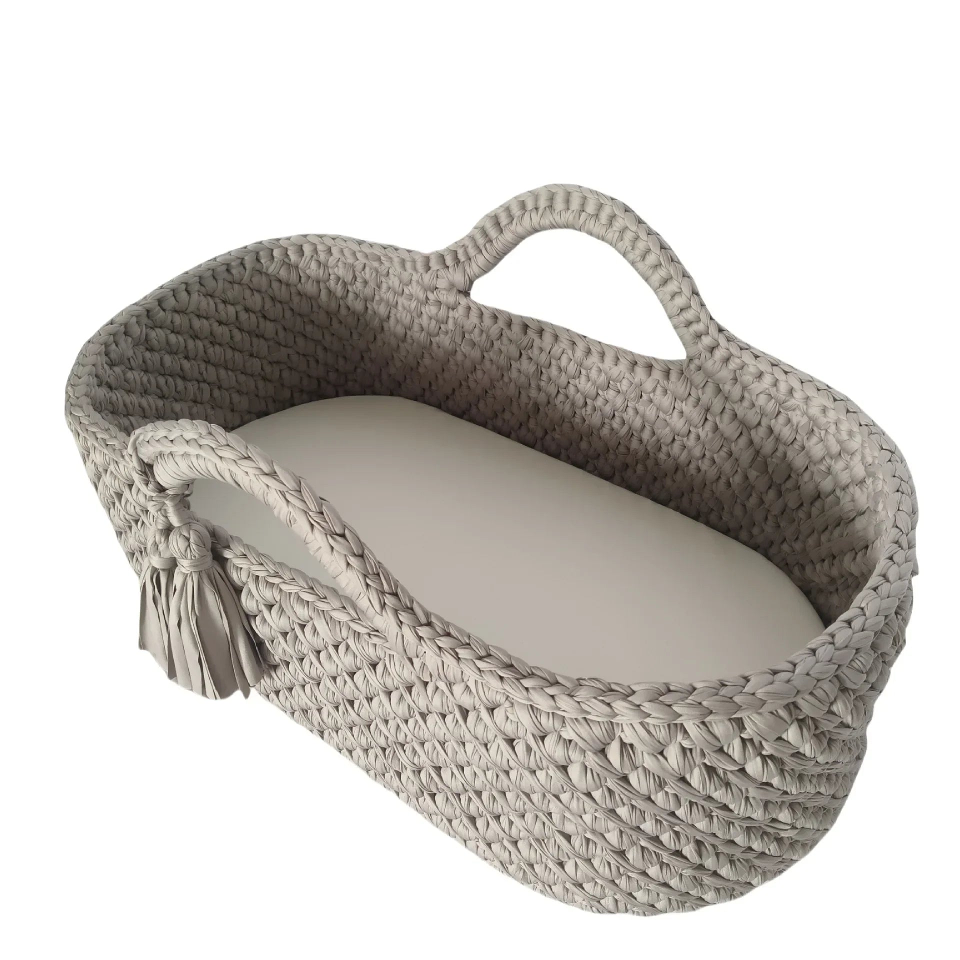 Hand Crocheted Single Layer Moses Cradle Cotton Rope Woven Crib Cloth Strips Woven Newborn Cradle