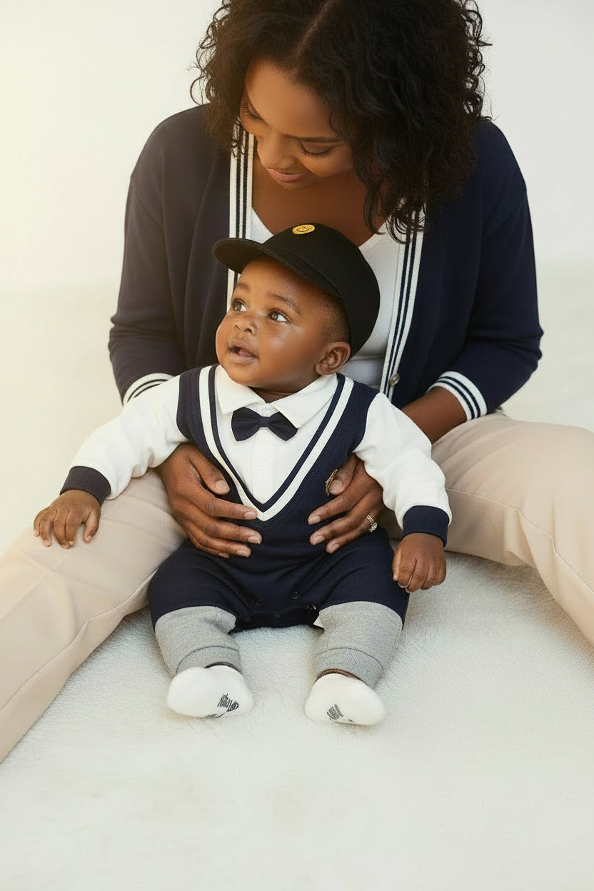 College Style Gentleman Baby Jumpsuit