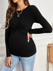 Maternity Long Sleeve T-Shirts Soft Breathable Pregnancy Shirts for Women Comtable  Tops  Spring&Fall Solid Color