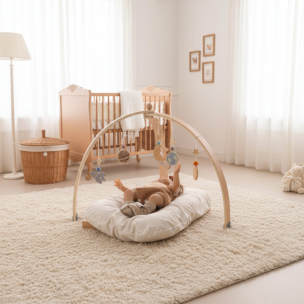 Triangle Rack Wooden Fitness Equipment Newborn Baby Crib Toy