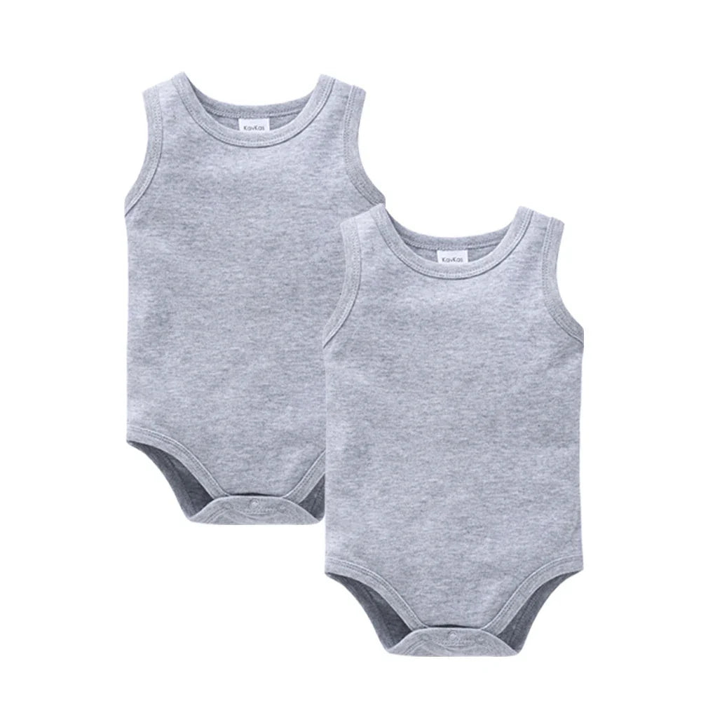 Kavkas 2 Pcs/lot Summer Baby Boy Girls Clothes Vest Design 100% Cotton Sleeveless Newborn Clothing