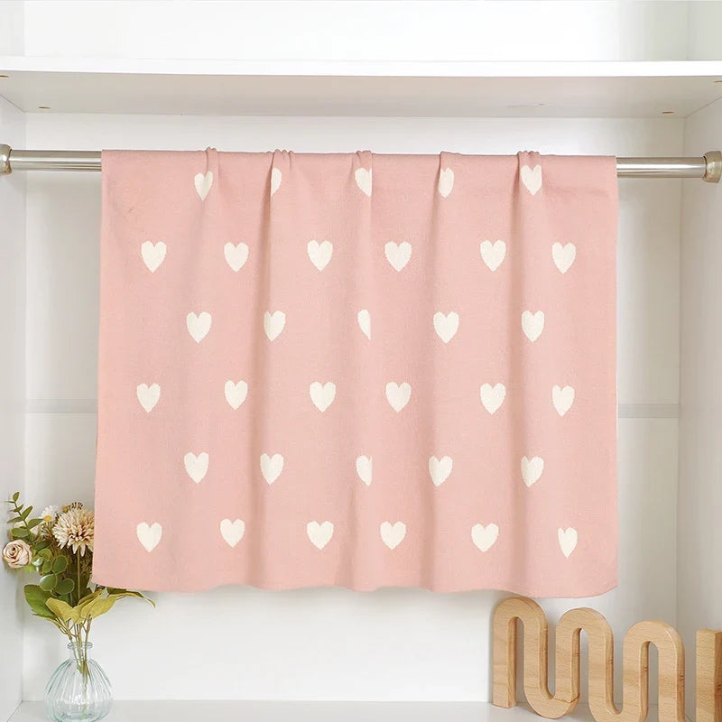 Cotton Baby Blanket Knit Newborn Boy Girl Bed Quilt 100*80CM Infant Stroller Swaddle Wrap Cute Loving Wrap Plaid Soft Sleepsack