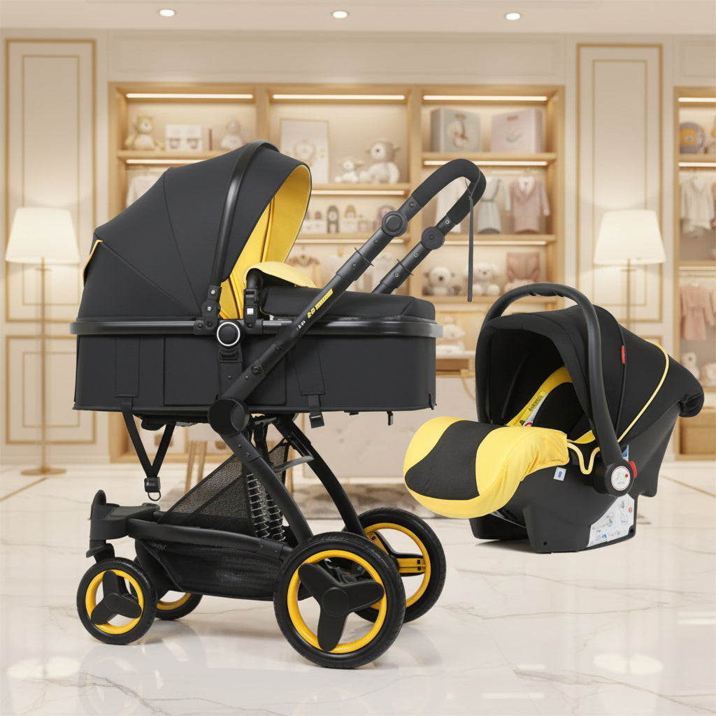 High Landscape Baby Stroller Basket Can Sit And Lie Folded