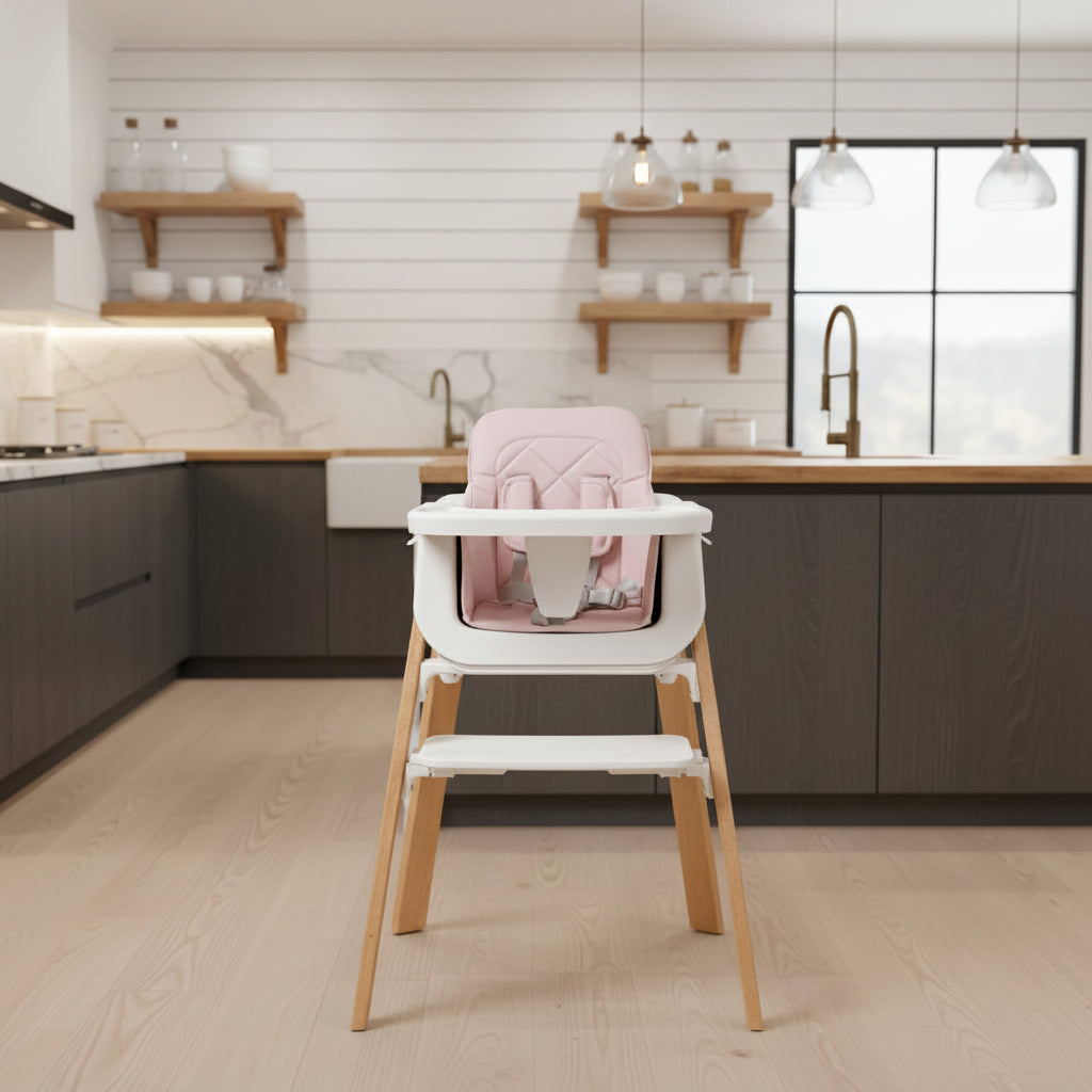 Solid Wood Adjustable Baby Dining Chair For Infants