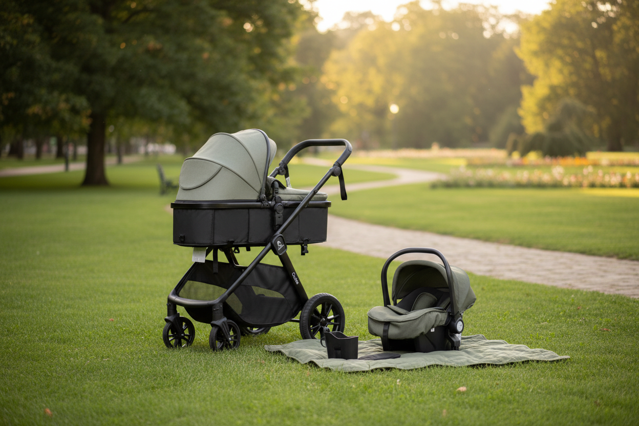 For Your Little One Cruise 3 In 1 Travel System With Car Seat - Pebble Sage (Free Cupholder And Seat Liner Included!)