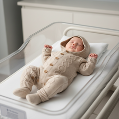 Knit Hoodie Newborn Overall Set
