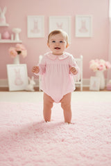 Pink  Infanfium Victoria Stripes Organic Cotton Poplin Baby Girl Rompers Exclusive
