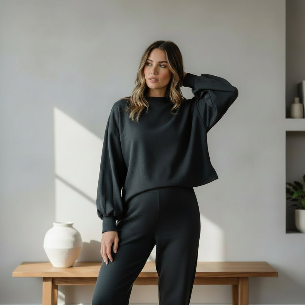 Ladies' Bamboo Fleece Cropped Pullover | Rose