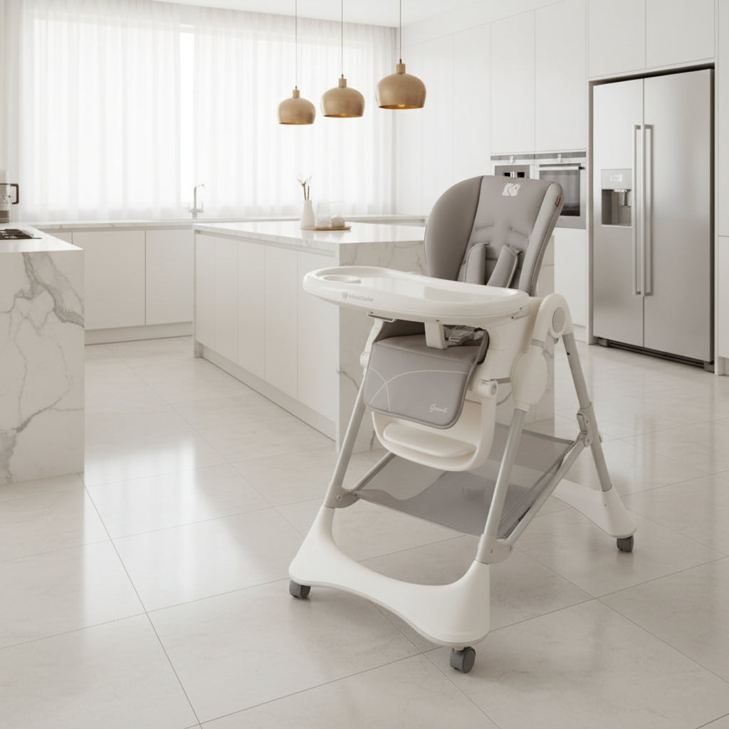New Era Grey Multifunctional Baby High Chair PU Leather Elite