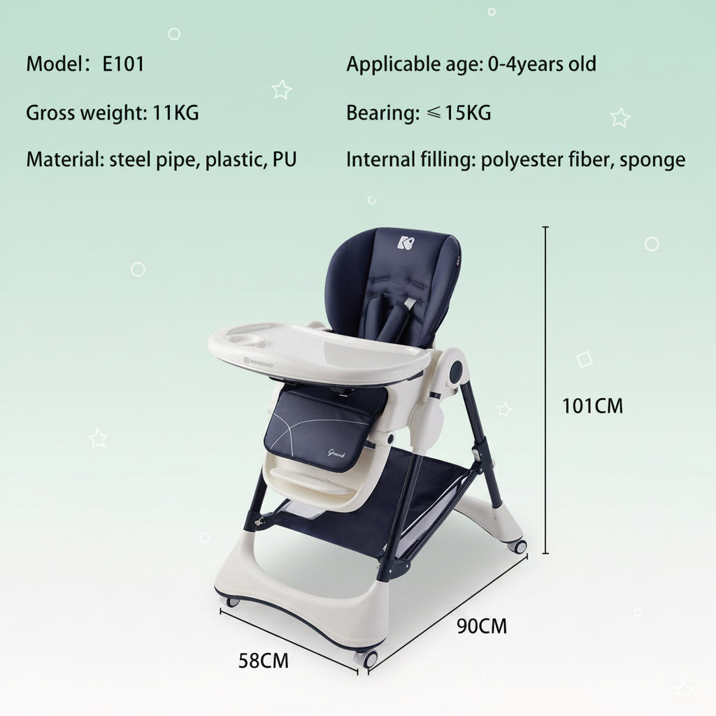 New Era Grey Multifunctional Baby High Chair PU Leather Elite