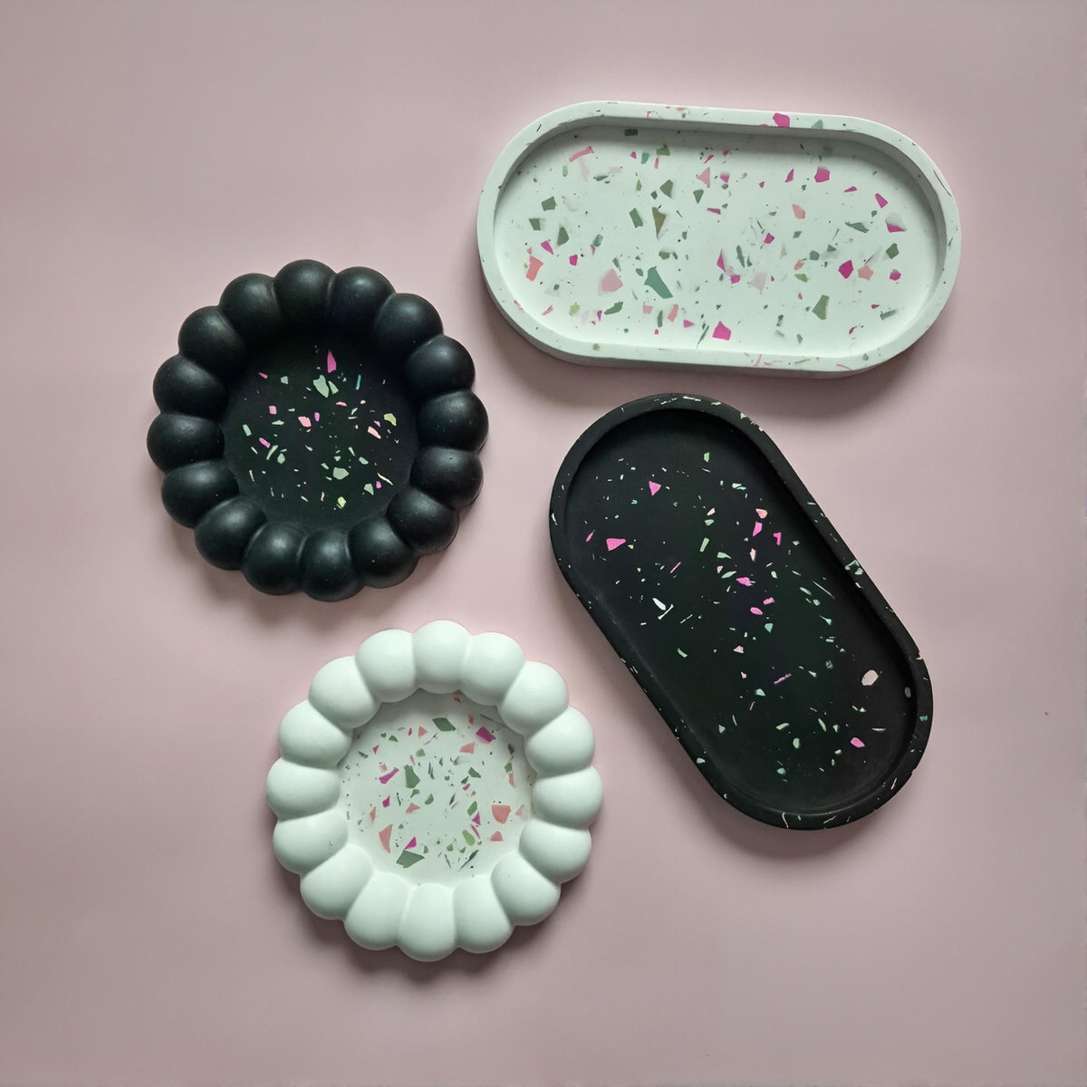 Matching terrazzo trays for couples, Valentine's Day gift