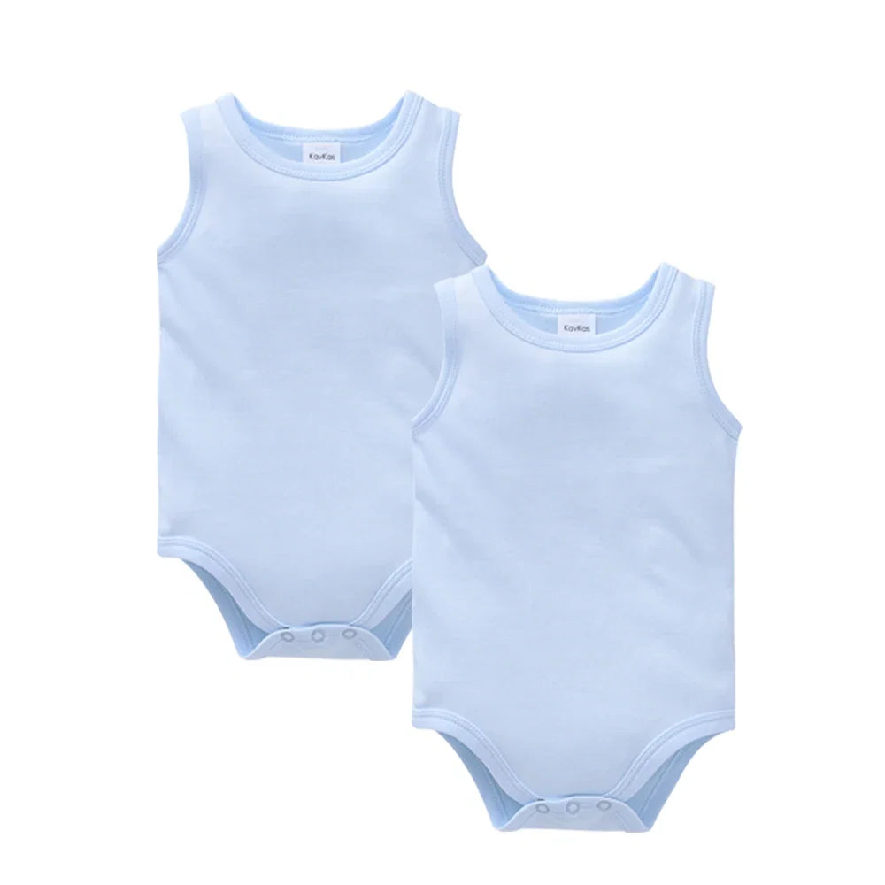 Kavkas 2 Pcs/lot Summer Baby Boy Girls Clothes Vest Design 100% Cotton Sleeveless Newborn Clothing